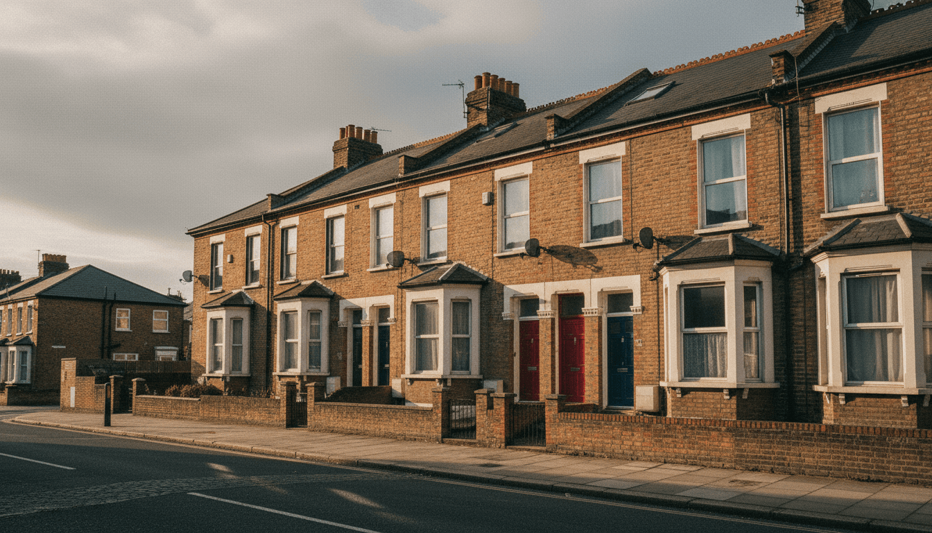 Row of Victorian terraced houses converted for HMO accommodation in London