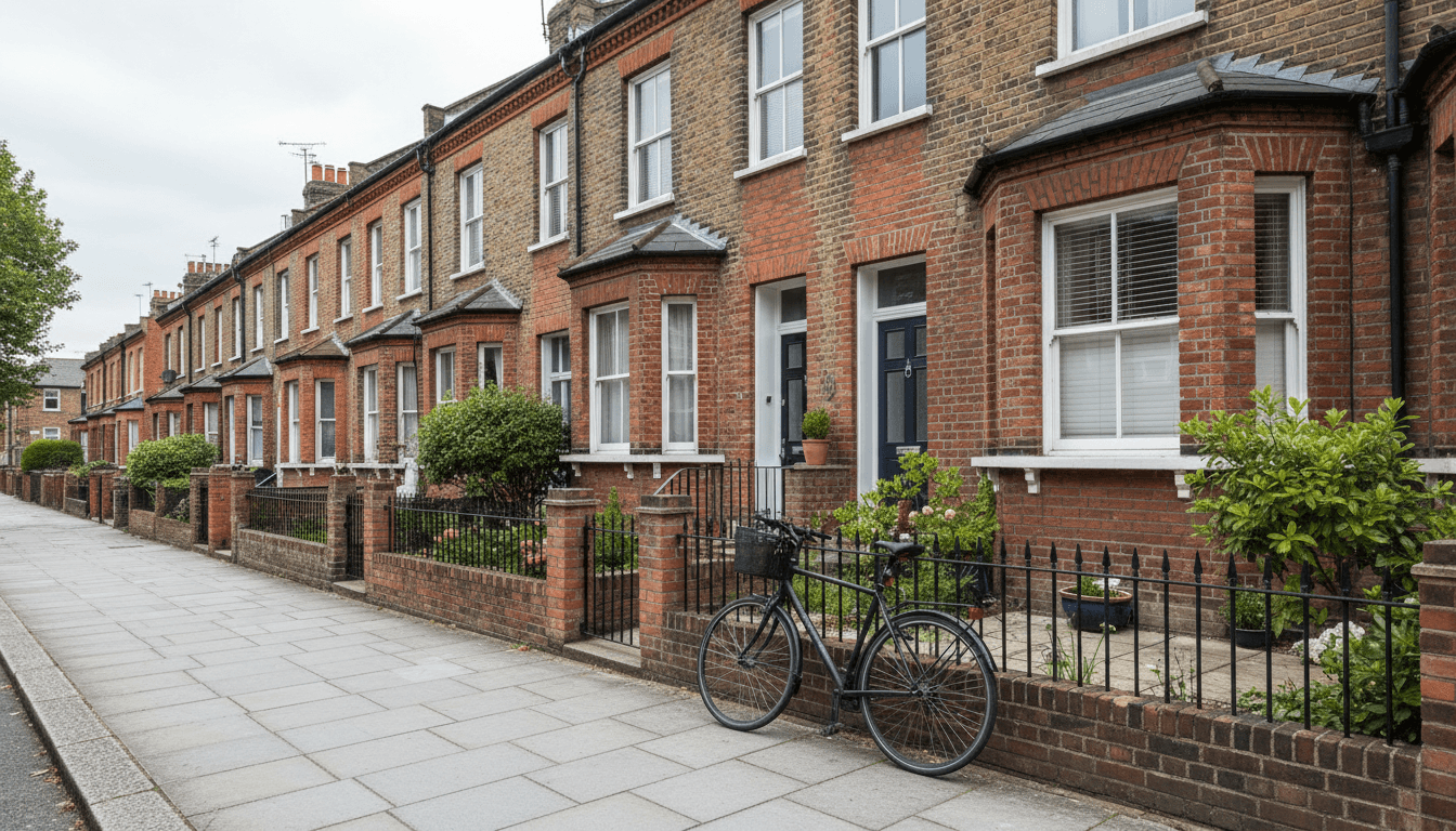 Well-maintained terraced houses on a residential street in London, representing managed accommodation.